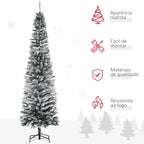 Árvore de Natal 225 cm Árvore de Natal Artificial Nevado com 738 Ramos e Suporte de Metal Árvore de Natal para Sala de Estar Verde e Branco — foto 4