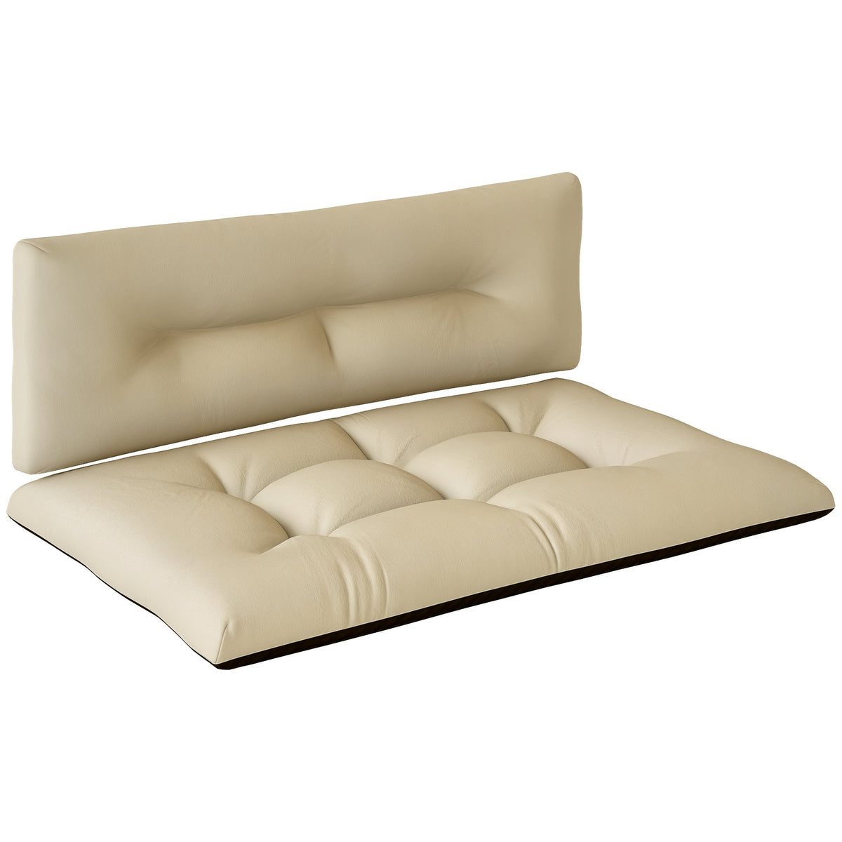 Almofadas para Paletes Conjunto de 2 Peças com Tecido Resistente Impermeável Anti-UV Almofadas de Exterior para Jardim Terraço e Interior Assento 120x77 cm Encosto 120x40 cm Bege — foto 1