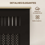 Cobertura para Radiadores Proteção Radiador de MDF 78x19x81 cm Cobertura de Radiador Desenho Moderno de Ripas e Colmeia para Sala Quarto Preto — foto 4