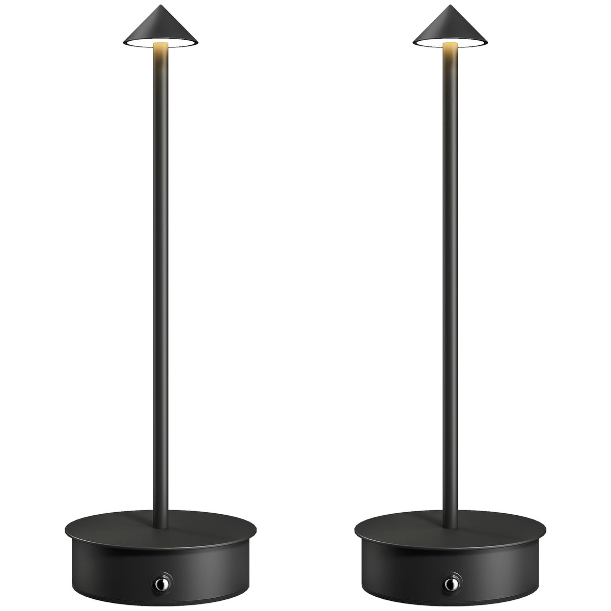 Conjunto de 2 Candeeiros de Mesa Recarregáveis por USB Reguláveis com Controlo Táctil 3000K/4500K/6500K Luz LED Incluída para Quarto Sala ou Escritório Ø10x30 cm Preto — foto 1