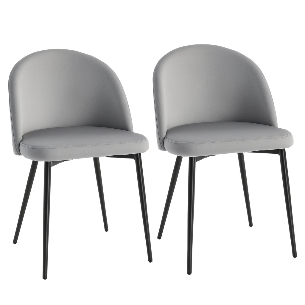 Conjunto de 2 Cadeiras de Sala de Jantar com Asento e Encosto Acolchoados Estofadas em Veludo Suave Desenho Moderno Carga Máxima 90 kg 49x50x77 cm Cinza — foto 1