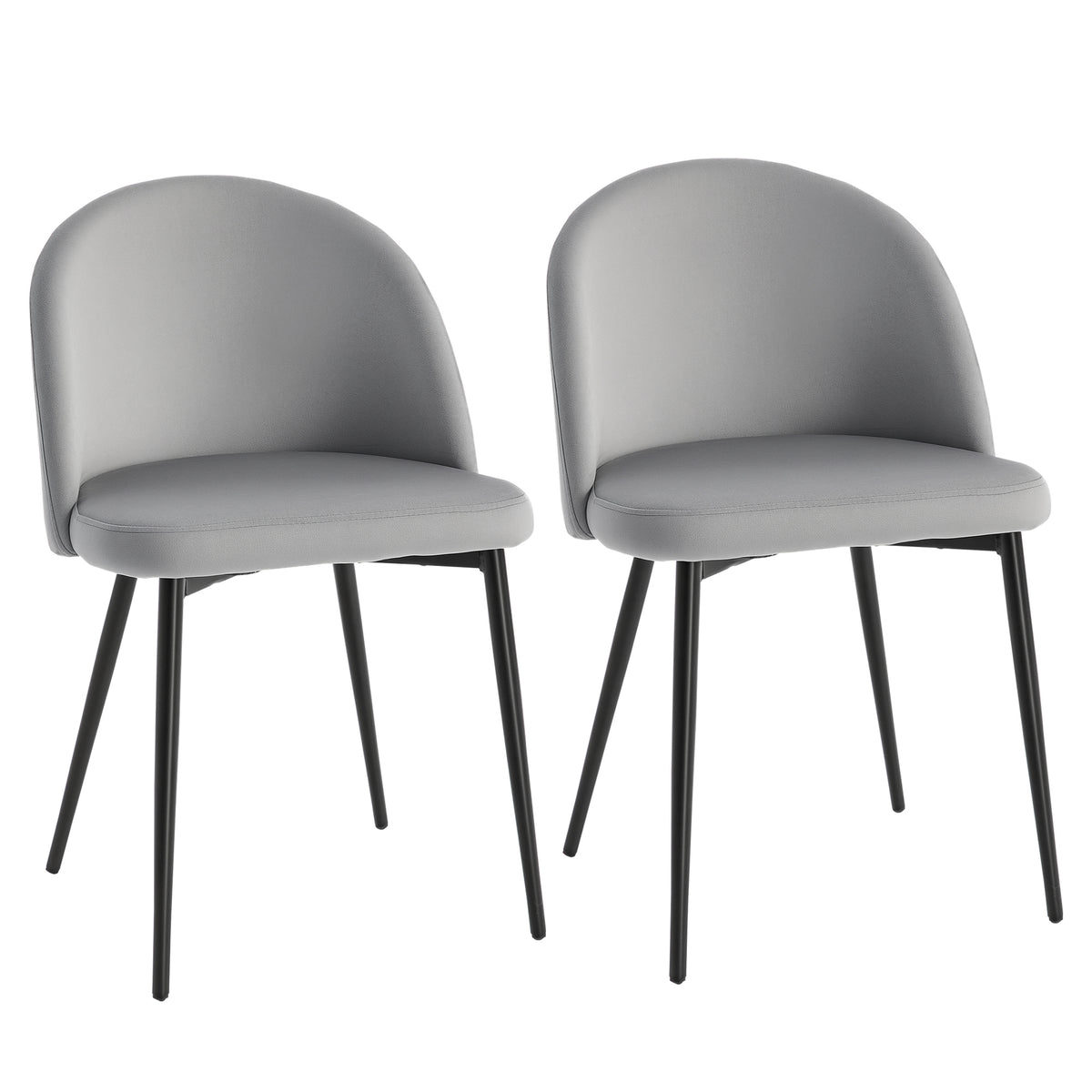 Conjunto de 2 Cadeiras de Sala de Jantar com Asento e Encosto Acolchoados Estofadas em Veludo Suave Desenho Moderno Carga Máxima 90 kg 49x50x77 cm Cinza — foto 1