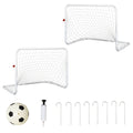 Conjunto de 2 Balizas de Futebol com Rede e Bola para Crianças e Adultos, Brinquedo Desportivo de Exterior para Jardim com Bomba de Enchimento, Aço e Poliéster, 78x46x56 cm, Branco — foto 1