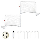 Conjunto de 2 Balizas de Futebol com Rede e Bola para Crianças e Adultos, Brinquedo Desportivo de Exterior para Jardim com Bomba de Enchimento, Aço e Poliéster, 78x46x56 cm, Branco — foto 1
