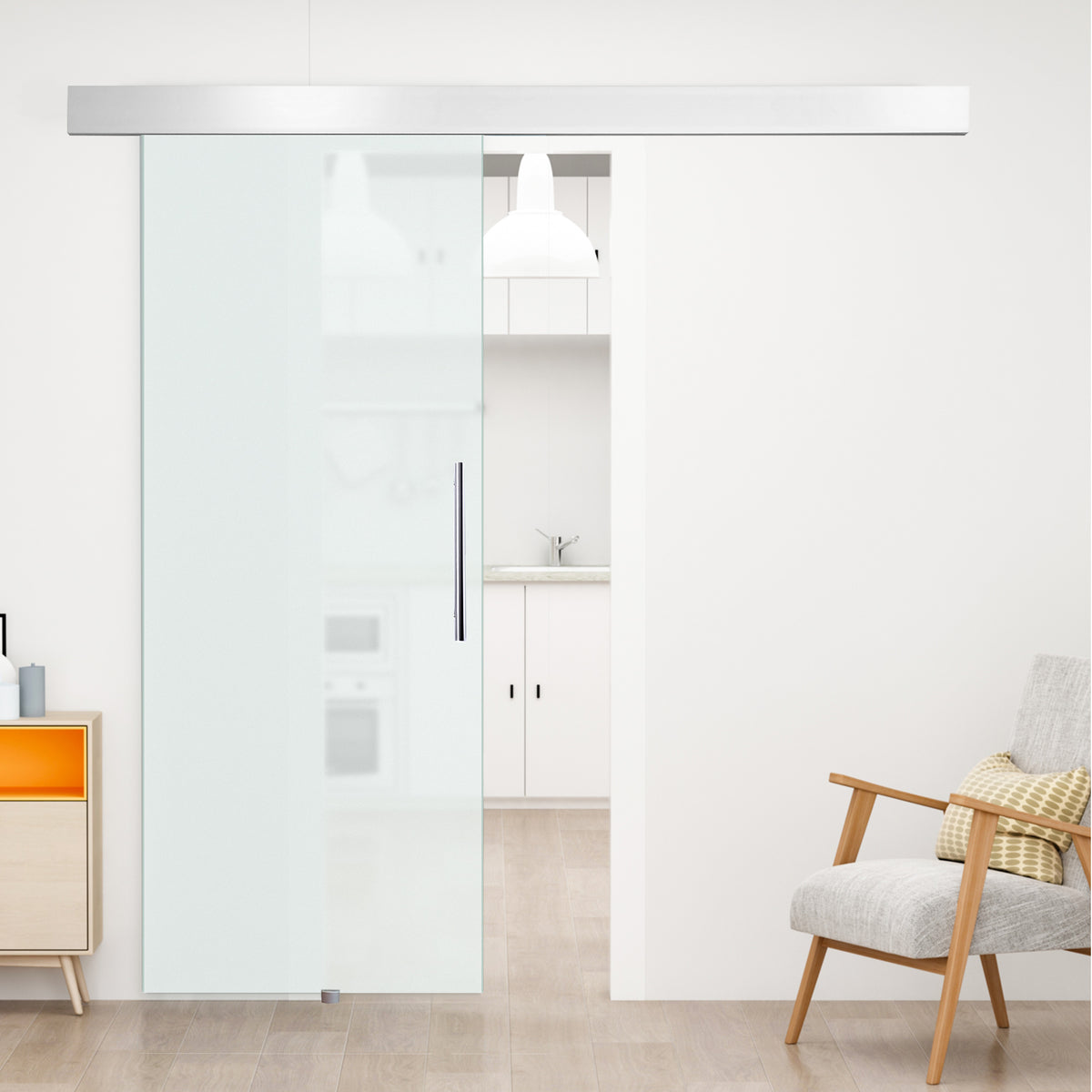 Porta de Correr de Vidro 90x205 cm Porta de Correr de Vidro com Trilho Translúcida - Modelo 1 — foto 2