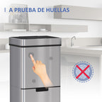 Balde de Lixo 72 L com Abertura Automática Balde de Lixo de Aço Inoxidável e Reciclagem para Cozinha 42x30x81 cm Prata — foto 6