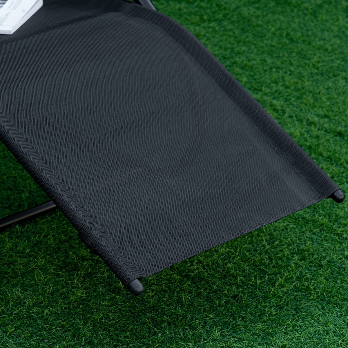 Espreguiçadeira de Jardim Ergonómica com Apoio para a Cabeça e Apoio para os Braços Espreguiçadeira Estofada em tecido Textilene Respirável para Terraço Pátio 59,5x160x83cm Preto — foto 8