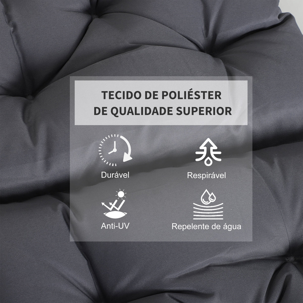 Conjunto de 2 Almofadas de Cadeira 50x98x8 cm Almofadas de Cadeira de Exterior com Encosto 6 Cordões de Fixação para Jardim Terraço Varanda Cinza Escuro — foto 4
