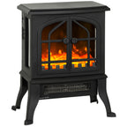 Lareira Elétrica de Pé Lareira Decorativa 900/1800W com Efeito Chama 3D 2 Níveis de Potência Termóstato Ajustável Janelas Visíveis para 15-30 ㎡ 39x24x48 cm Preto — foto 1
