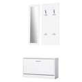 Móvel Cabide de Entrada de 3 Peças Armário de Entrada com Cabide Espelho e Sapateira 80x27x46,5cm Branco — foto 1