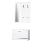 Móvel Cabide de Entrada de 3 Peças Armário de Entrada com Cabide Espelho e Sapateira 80x27x46,5cm Branco — foto 1