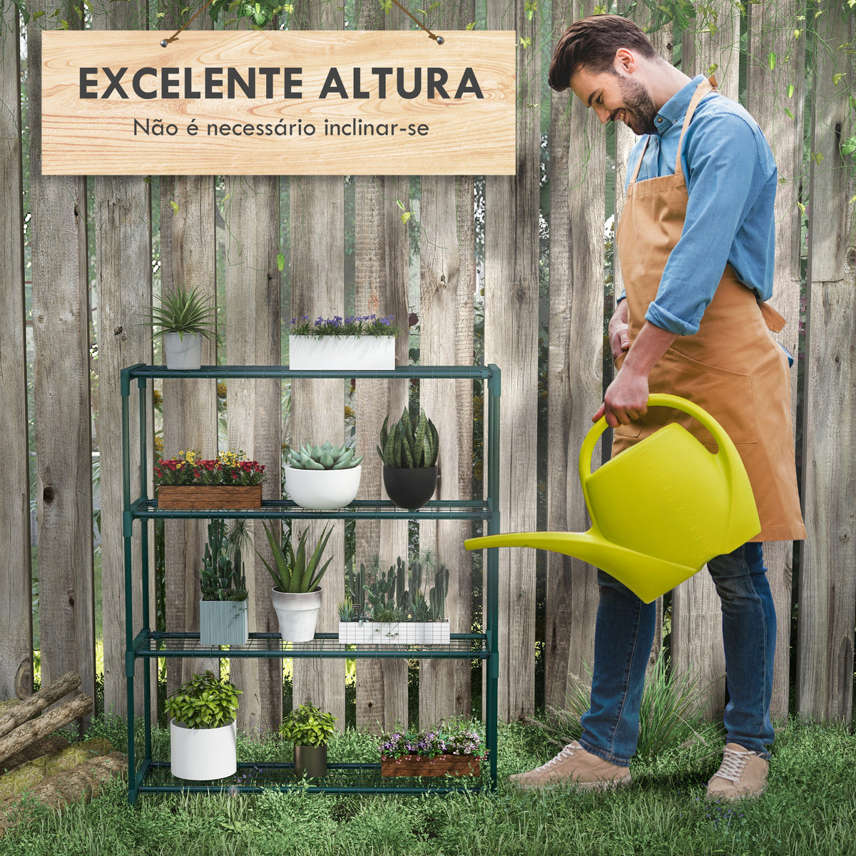Suporte para Plantas Suporte para Vasos de Plantas de 4 Níveis com Estrutura de Aço para Jardim Pátio 89x28x107 cm Verde Escuro — foto 5