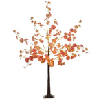 Árvore de Eucalipto Artificial 150 cm Árvore Artificial com 245 Luzes LED e Base Decoração para Interior e Exterior Laranja e Marrom — foto 1