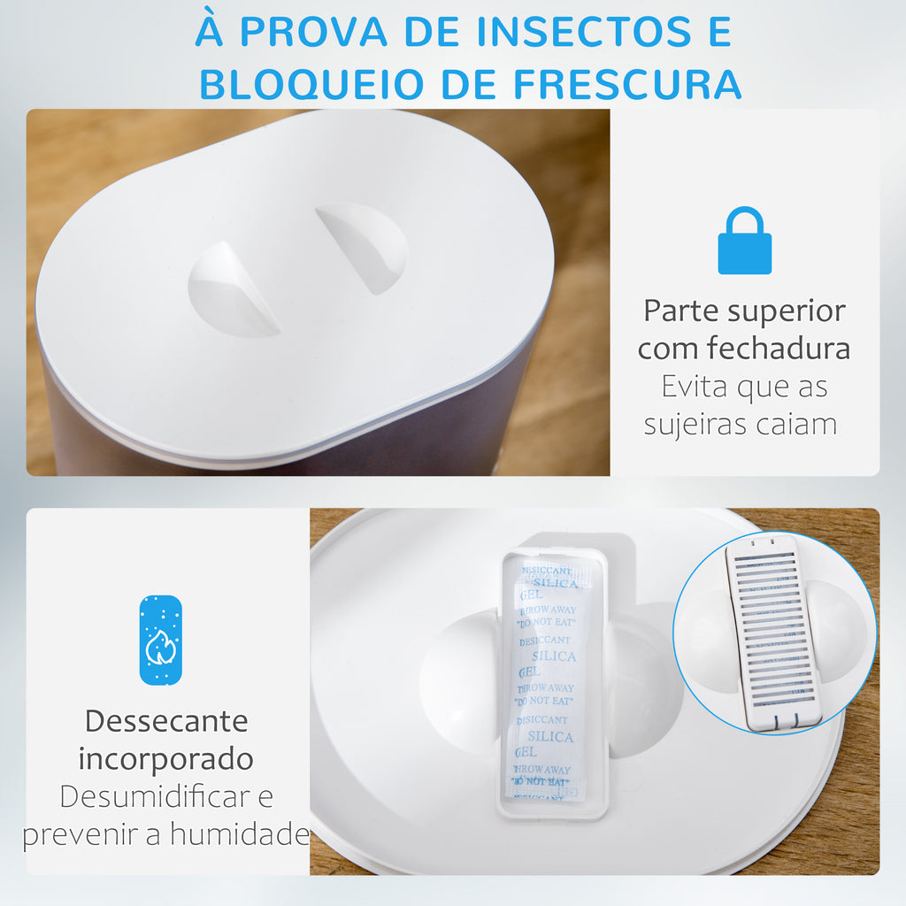 Comedouro Automático para Cães e Gatos 3,5L com Ecrã LED Temporizador Gravador de Voz Programável 4 Refeições ao Dia Tigela Removível e Lavável 20,5x25x28cm Branco — foto 6