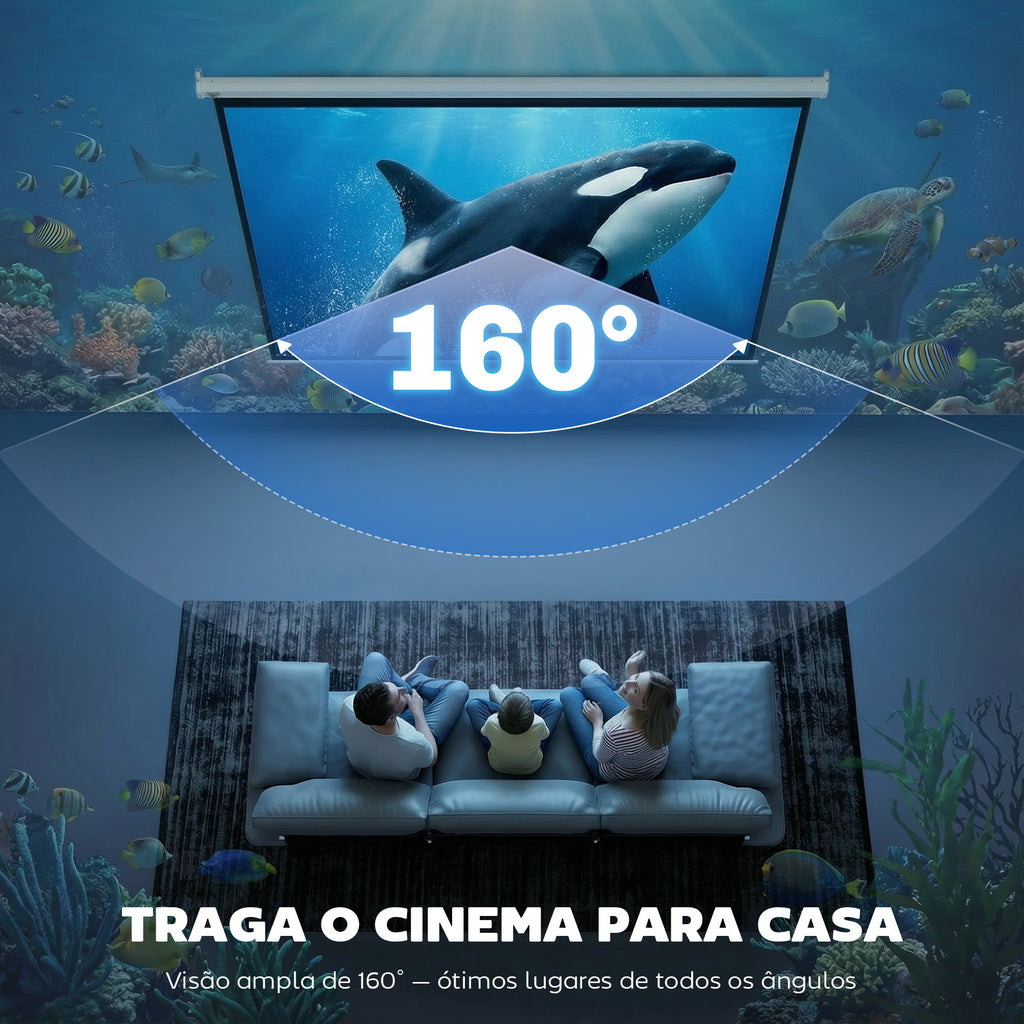 Ecrã de Projeção Elétrico 84 Polegadas Portátil Formato 4:3 com Controlo Remoto Tecido de Projeção para Interior e Exterior 171x130 cm Branco — foto 5
