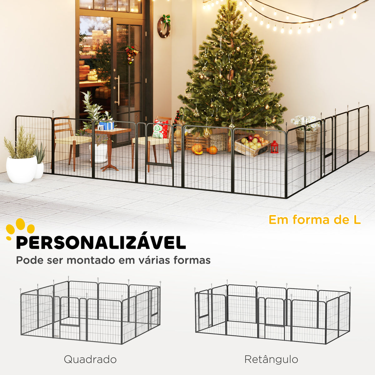 Parque para Cães de 12 Painéis 68x80 cm Parque Dobrável para Cães Médios com Portas Fecho e Estacas para Interior e Exterior Preto — foto 4