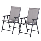Conjunto de 2 Cadeiras Dobráveis para Exterior com Apoio para o Braço Cadeiras para Jardim com Textilene e Metal Carga 110 kg 58x64x94 cm Cinzento Claro — foto 1