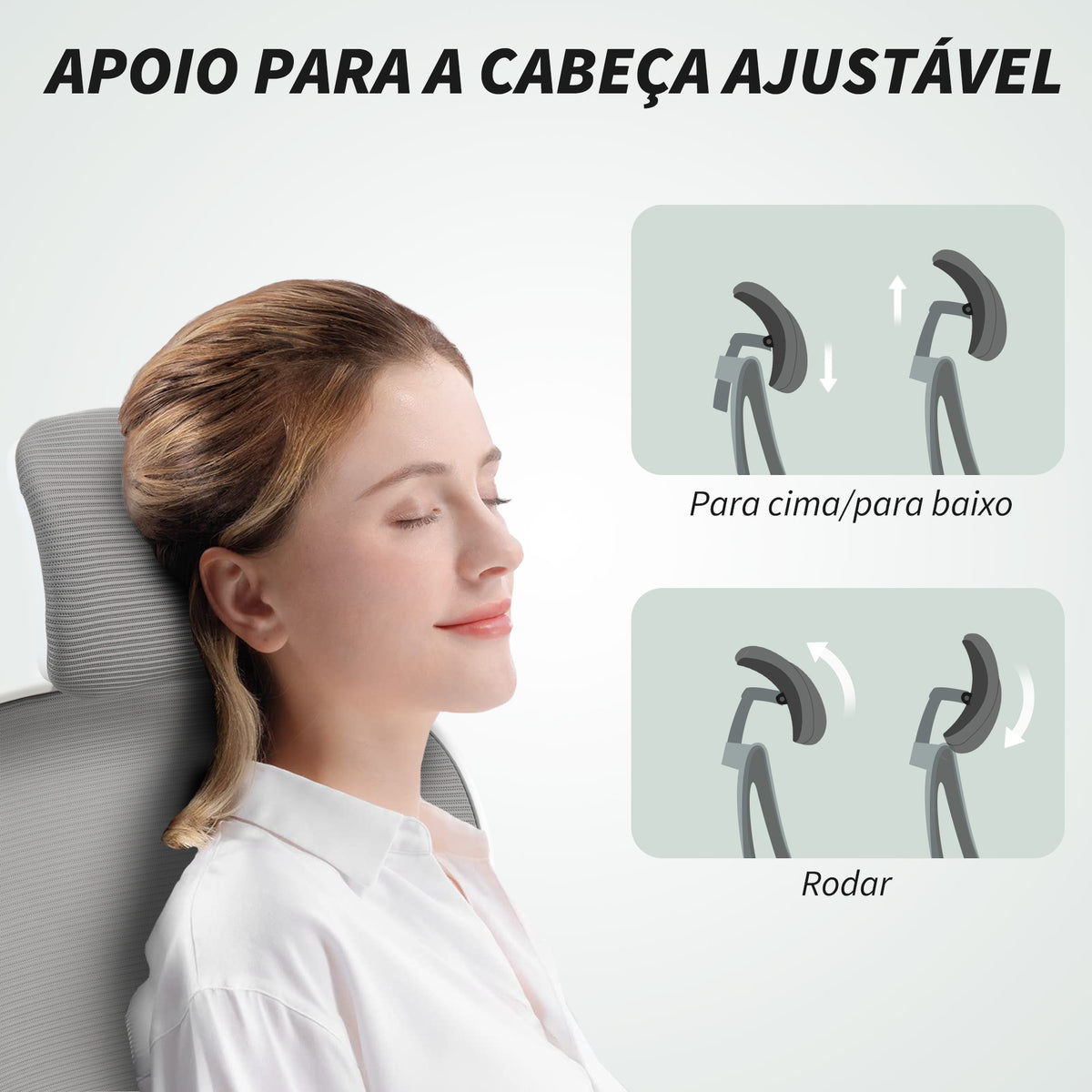 Cadeira de Escritório Giratória Cadeira de Escritório em Malha Transpirável com Altura Ajustável Apoio para a Cabeça e Suporte Lombar Ajustáveis Cadeira de Escritório Basculante Carga 120 kg 58x63x115-125 cm Cinza — foto 6