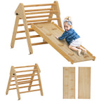 Triângulo de Escalada de Madeira 2 em 1 Escalada para Crianças de 18-48 Meses com Rampa para Deslizar ou Escalar 147x64,5x63 cm Madeira — foto 1