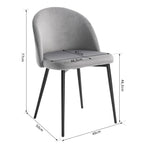 Conjunto de 2 Cadeiras de Sala de Jantar com Asento e Encosto Acolchoados Estofadas em Veludo Suave Desenho Moderno Carga Máxima 90 kg 49x50x77 cm Cinza — foto 3