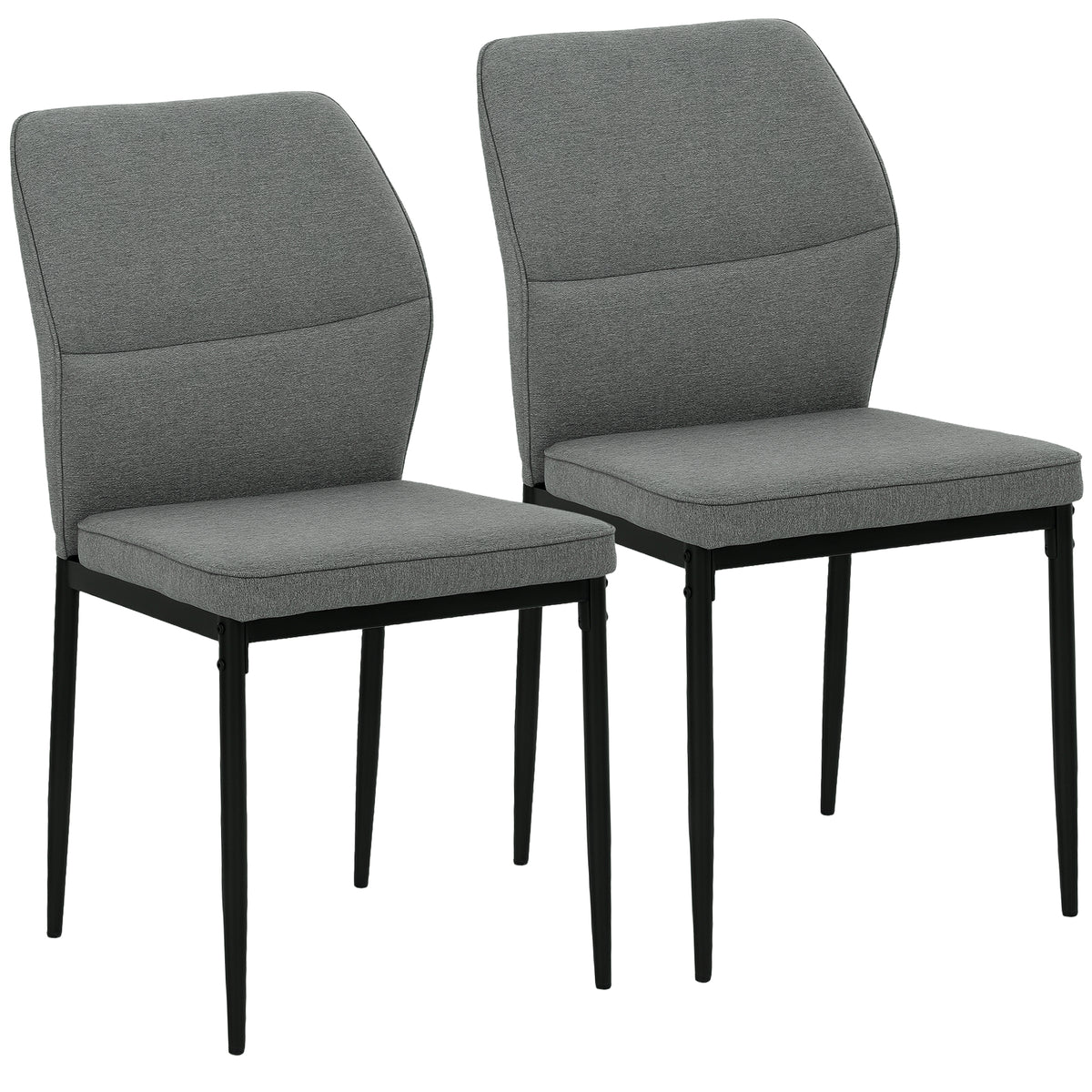 Conjunto de 2 Cadeiras de Jantar Modernas Cadeiras de Cozinha com Assento Acolchoado e Estofado Encosto Curvo Pés de Aço para Sala Quarto 45x57x86 cm Cinzento — foto 1