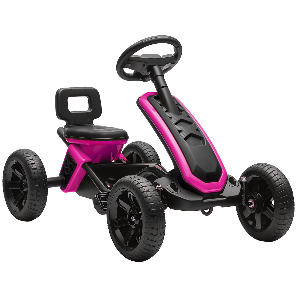 Kart Pedais Kart com Rodas Antiderrapantes de EVA Estrutura Metálica Carga 30 kg para Crianças de 2-5 Anos 85,5x49x57 cm Rosa — foto 1