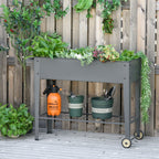 Floreira de Metal Elevada Floreira com Rodas Alça Lateral e Prateleira Inferior para Cultivo de Plantas Hortaliças Flores 104x39x80cm Cinza — foto 2