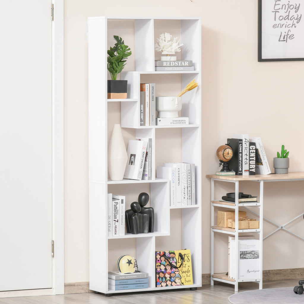 Prateleiras verticais modernas Design de estante com 8 prateleiras Painel de partículas E1 70x24x178cm Branco — foto 2