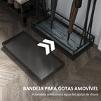Suporte para Guarda-Chuva Moderno Retangular Suporte para Guarda Chuvas de Aço com 24 Ganchos 21 Espaços e Bandeja Recolhedora de Gotas Amovível para Entrada Escritório 50x24x68 cm Preto — foto 5