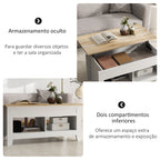 Mesa de Centro com Bancada Elevável Mesa de Centro com 2 Compartimentos Abertos Bancada de Madeira Mesa Retangular para Sala de Estar 105x50x49 cm Branco e Madeira — foto 5