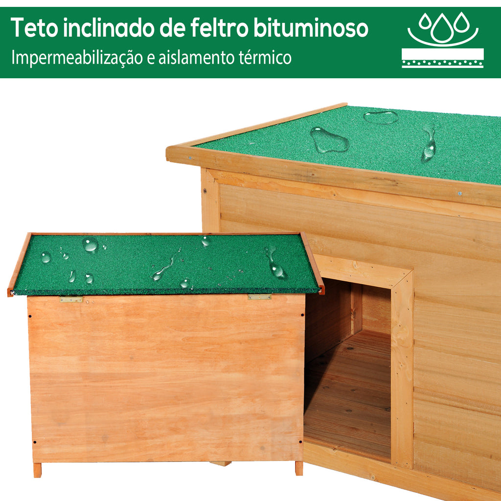 Casa para Cães de Madeira Casa para Animais de Estimação Elevada com Teto Asfáltico Abatível Impermeável e 4 Almofadas Antiderrapantes 85x58x58cm Madeira — foto 6