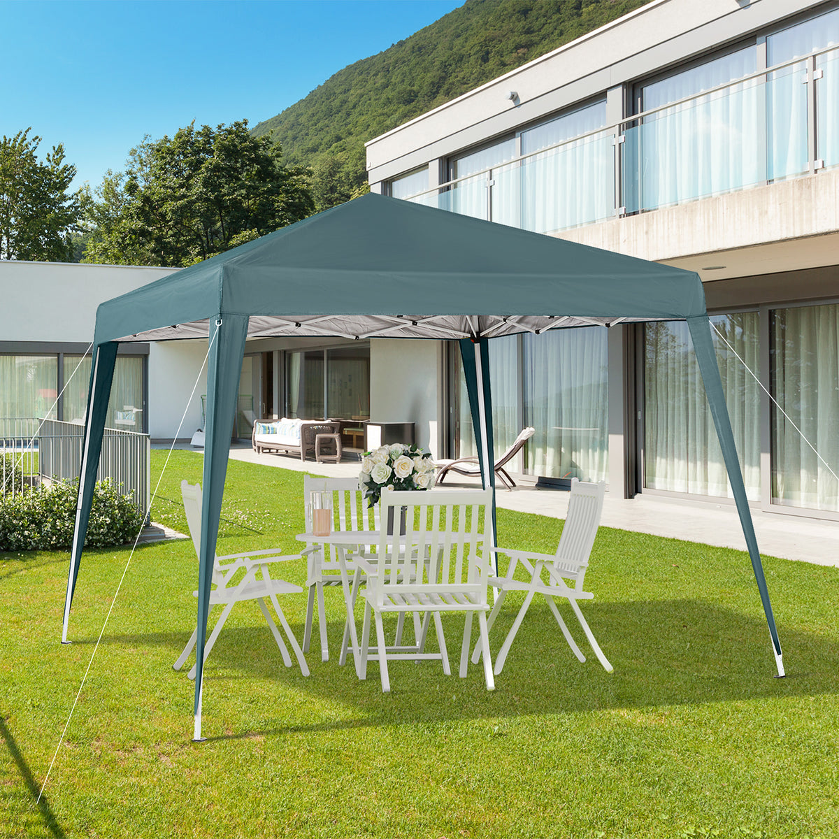 Tenda Dobrável 3x3 m, Pop-up, Pavilhão de Jardim, Altura Ajustável com Saco de Transporte, Anti-UV, Impermeável, Gazebo para Campismo, Festas, Exterior, Verde — foto 2