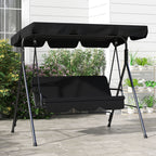 Baloiço de Jardim de 3 Lugares com Almofada Toldo Ajustável e Estrutura de Aço para Balcão Terraço Patio Carga Máx. 200 kg 172x110x153 cm Preto — foto 8