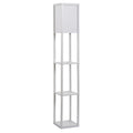 Candeeiro de Pé de Madeira com 3 Prateleiras De Armazenamento para Lâmpada E27 Potência Máx. 40W Candeeiro Moderno para Sala de Estar Dormitório 26x26x160cm Branco — foto 1