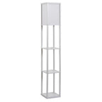 Candeeiro de Pé de Madeira com 3 Prateleiras De Armazenamento para Lâmpada E27 Potência Máx. 40W Candeeiro Moderno para Sala de Estar Dormitório 26x26x160cm Branco — foto 1