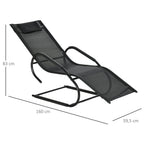 Espreguiçadeira de Jardim Ergonómica com Apoio para a Cabeça e Apoio para os Braços Espreguiçadeira Estofada em tecido Textilene Respirável para Terraço Pátio 59,5x160x83cm Preto — foto 3