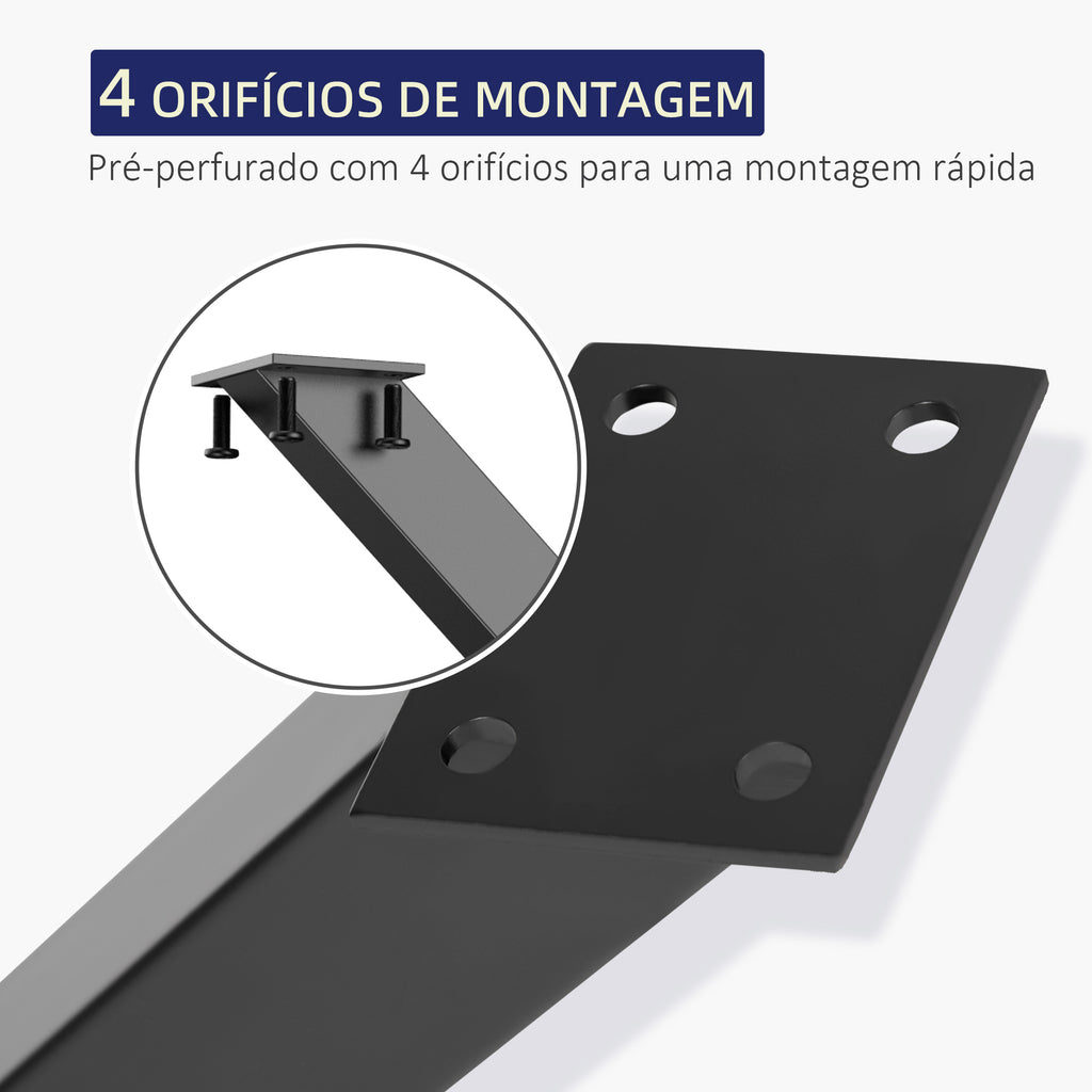 Conjunto de 2 Pés para Mesa Estilo Industrial 80x72cm em Forma de X Pés para Móveis de Aço com Protetores e Parafusos de Montagem Incluídos Preto — foto 4