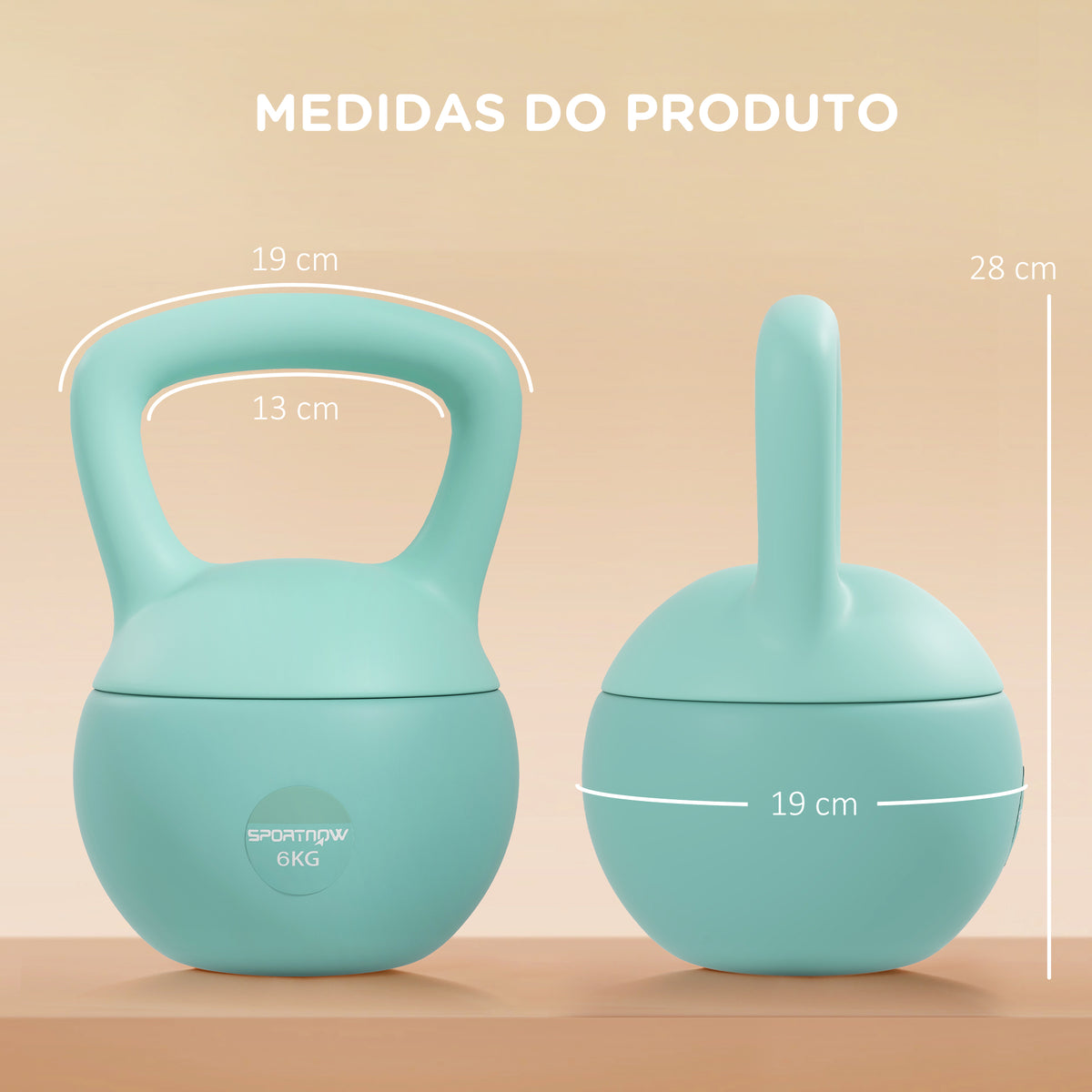 Kettlebell de 6 kg Pesa Russa Preenchida de Areia Metálica e Alça Antiderrapante para Treino de Musculação em Casa Ginásio 19x19x28 cm Verde — foto 3