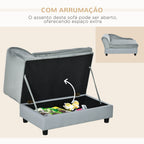 Sofá para Cães Pequenos Sofá para Gatos Estofado em Veludo com Arrumação Oculta e Almofada Lavável Carga 10 kg 76x45x43 cm Cinzento Claro — foto 5