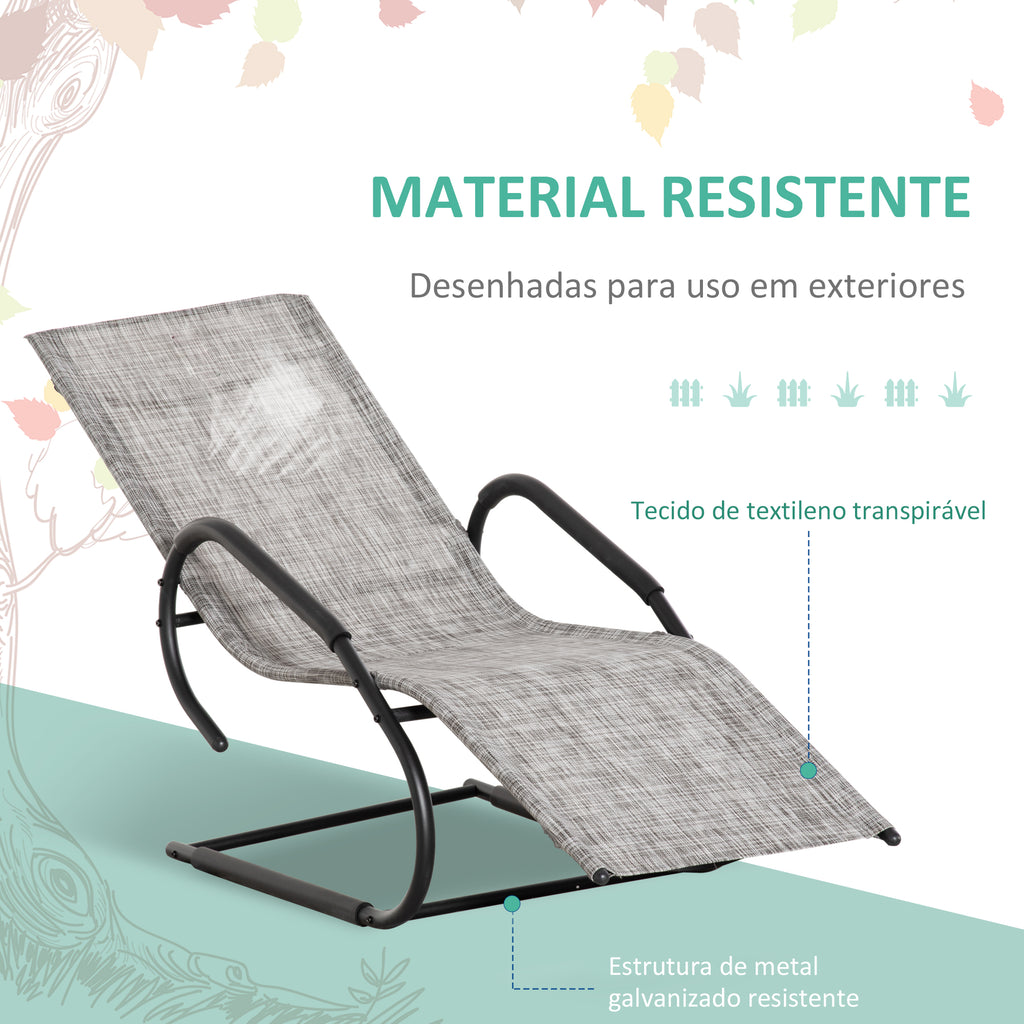Espreguiçadeira de Jardim Ergonómica com Apoio para a Cabeça e Apoio para os Braços Espreguiçadeira Estofada em tecido Textilene Respirável para Terraço Pátio 59,5x160x83cm Cinza — foto 4