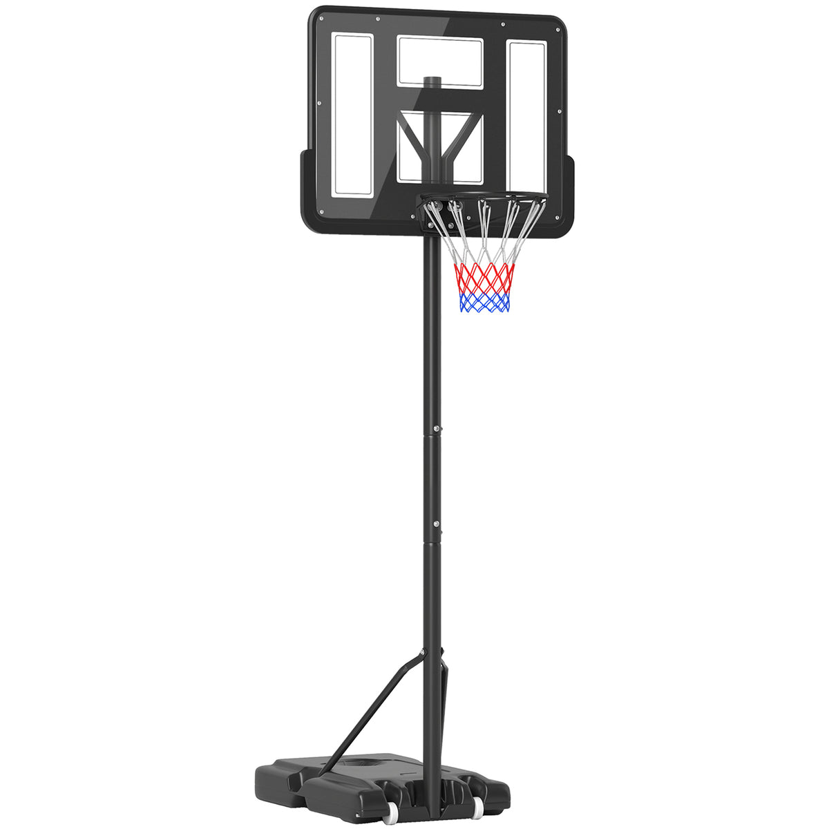 Cesta de Basquetebol de Exterior com Altura Ajustável 220-365 cm Aro de Basquetebol com Suporte Cesta de Basquetebol com Rodas Base Recarregável Preto — foto 1