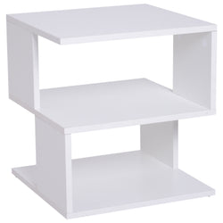 Mesa Auxiliar Mesa de Cabeceira Mesa Centro de 2 Níveis com Prateleira de Armazenamento para Sala Quarto Estante 40x40x43 cm Branco — foto 1