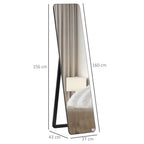 Espelho de Pé Espelho de Corpo Inteiro Retangular Espelho de Parede com 2 Formas de Uso Estrutura de Madeira de Pinho para Dormitórios Sala de Estar Corredor 37x43x156 cm Preto — foto 3