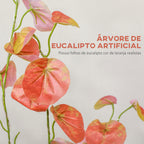 Árvore de Eucalipto Artificial 150 cm Árvore Artificial com 245 Luzes LED e Base Decoração para Interior e Exterior Laranja e Marrom — foto 5