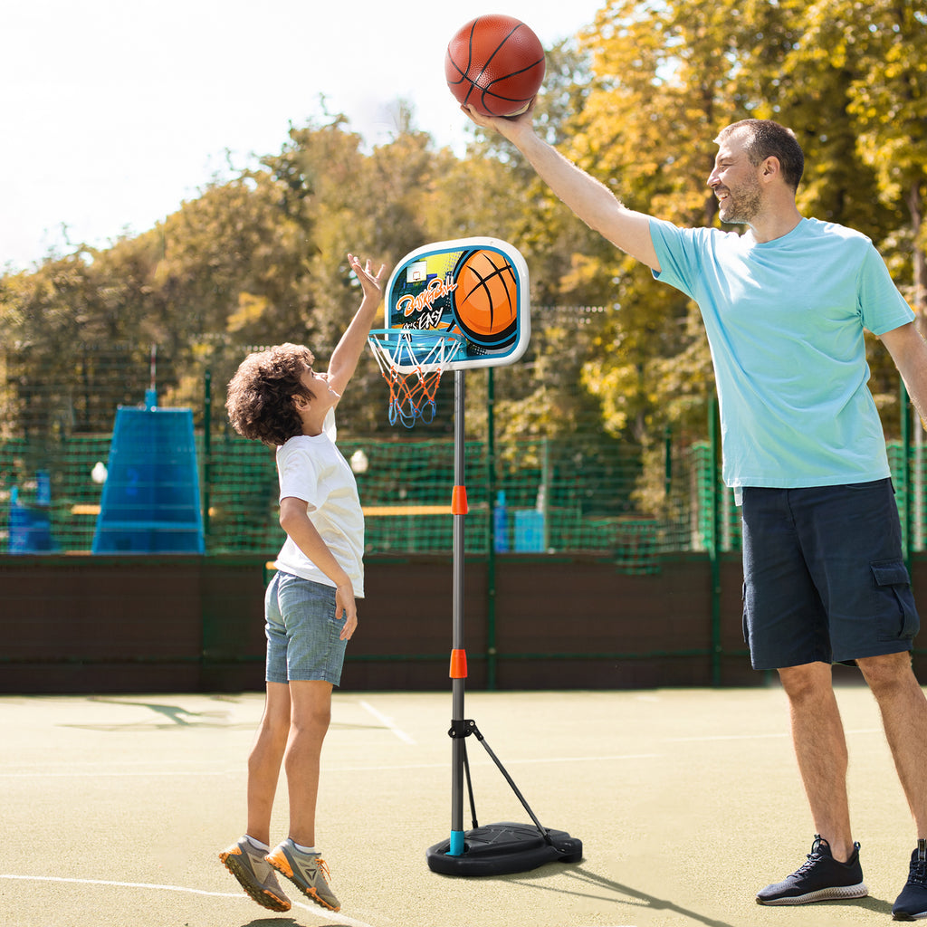 Tabela de Basquetebol para Crianças Tabela de Basquetebol com Suporte Altura Ajustável e Base Preenchida para Interior e Exterior 32x65x126-158 cm Multicor — foto 2