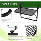 Mesa Suspensa para Varanda com Braço Regulável e Altura Ajustável em 3 Posições Estrutura de Metal Carga Máxima 30 kg 60x56,5x45 cm Preto — foto 6