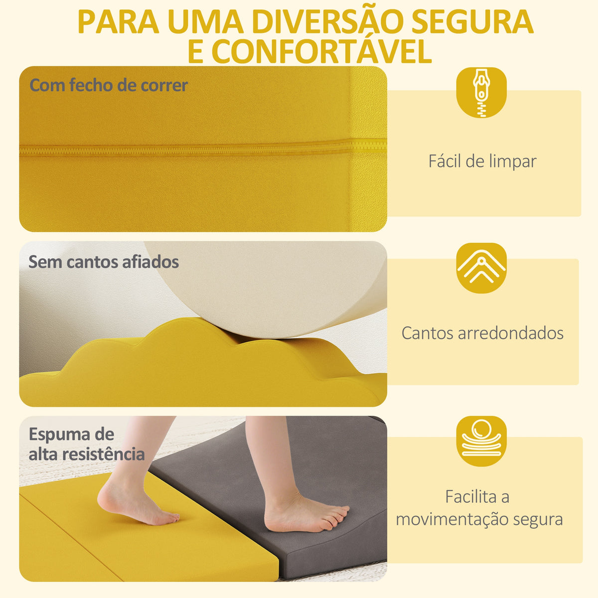 Conjunto de 7 Blocos de Espuma para Crianças Blocos de Psicomotricidade Figuras de Construção Brinquedo para Aprendizagem para Escalar e Rastejar Amarelo — foto 5