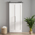 Porta de Correr com Acessórios Porta de Correr Dobrável com Acabamento Elegante Puxador Montagem Fácil para Casa de Banho Sala de Estar Cozinha 90x210 cm Branco — foto 1