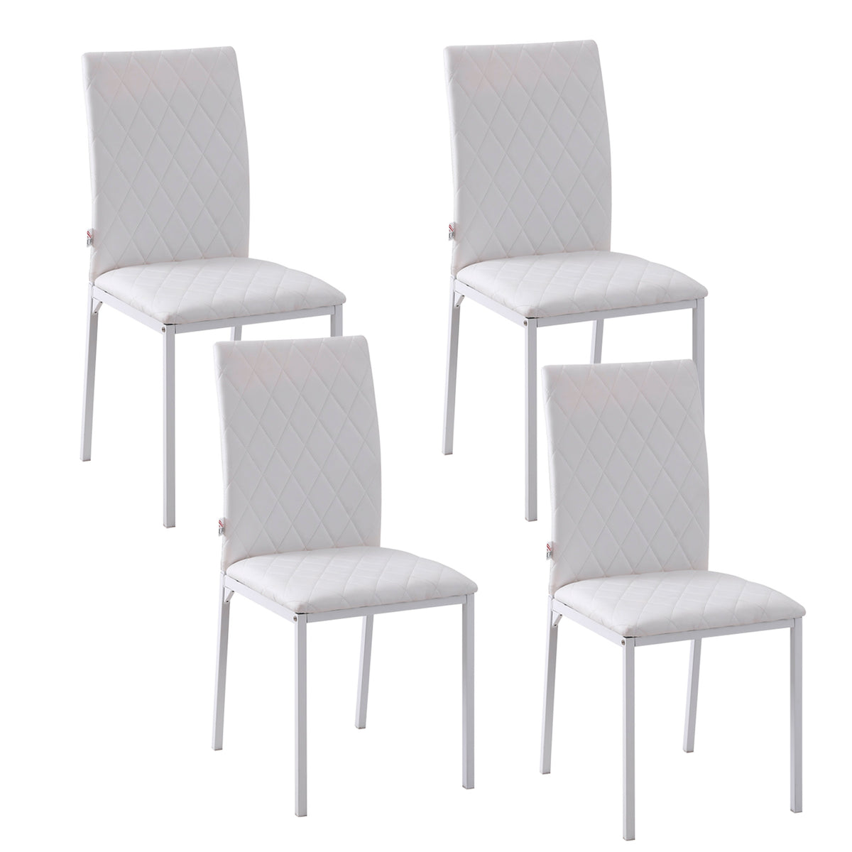 Conjunto de 4 Cadeiras de Sala de Jantar Estofadas com Pés de Metal Cadeiras Modernas para Cozinha Carga Máxima 41x50x91cm Branco — foto 8