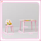 Mesa Infantil com 2 Cadeiras Mesa e Cadeiras para Crianças com Estampados de Animais para Meninos e Meninas de 3-8 Anos para Casa Escola Infantil Rosa — foto 3